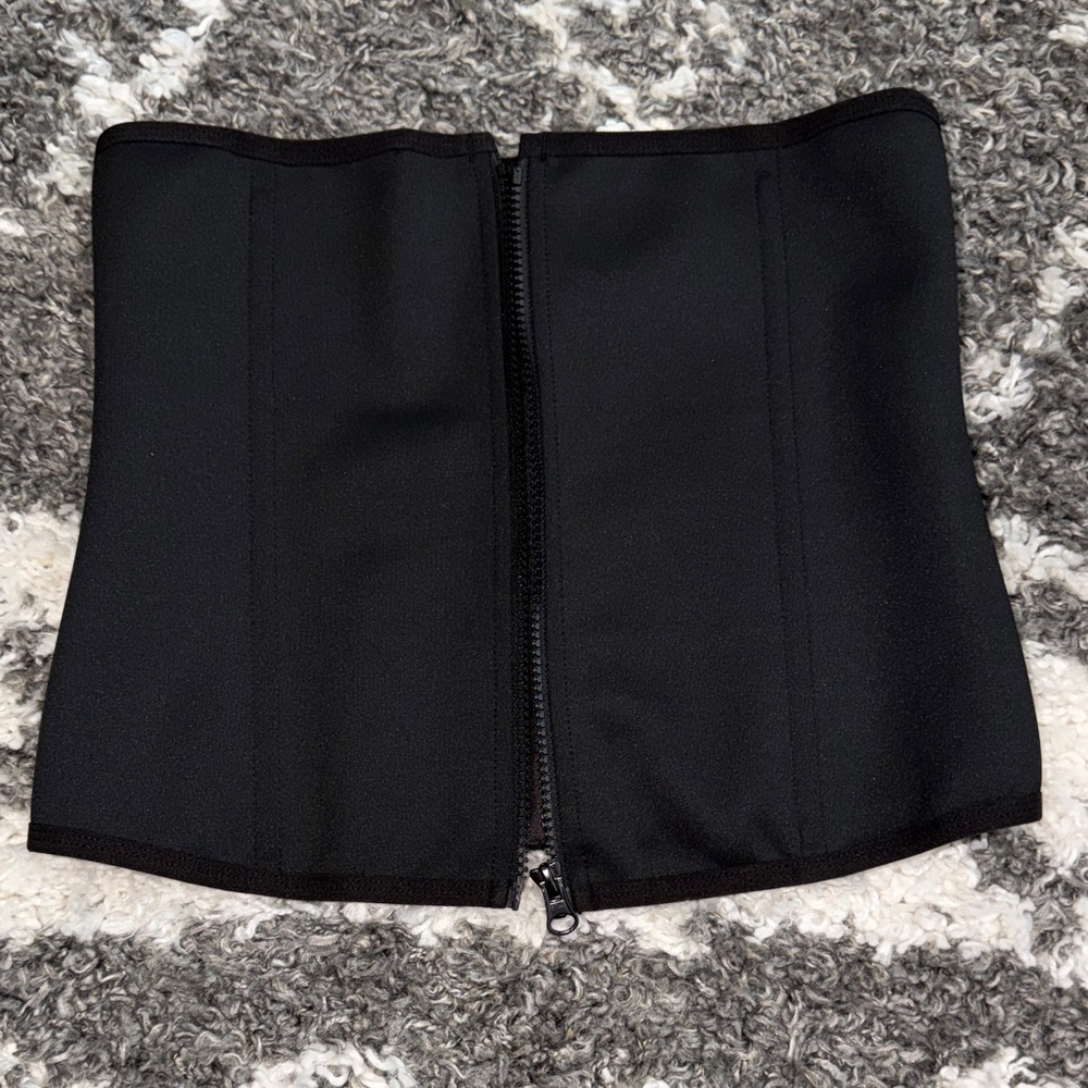 NWOT Black Waist Trainer Corset 2 straps with hook and zipper - XL